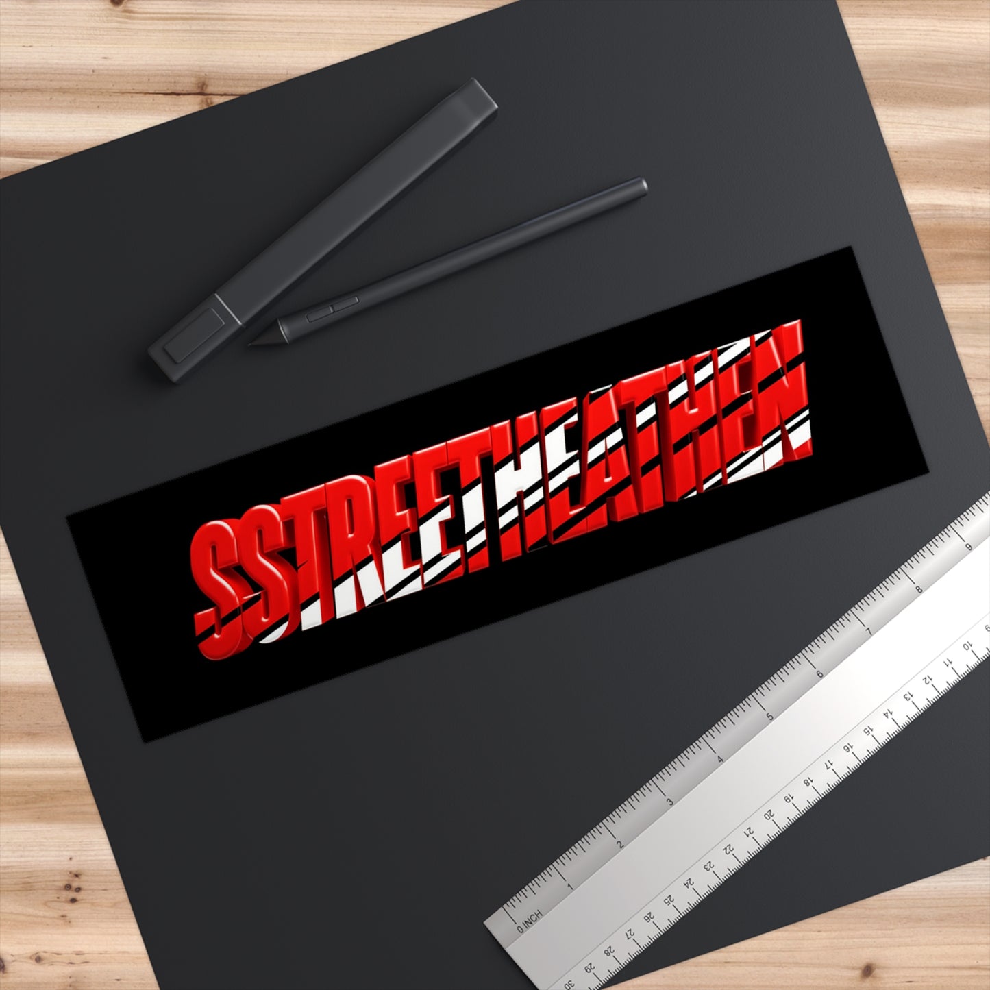 Street Heat Racing Bumper Sticker — Bold Red Slashed Typography Car Decal